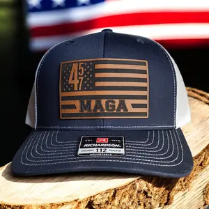 Trump 45 47 MAGA American Flag Snapback Patch Hat