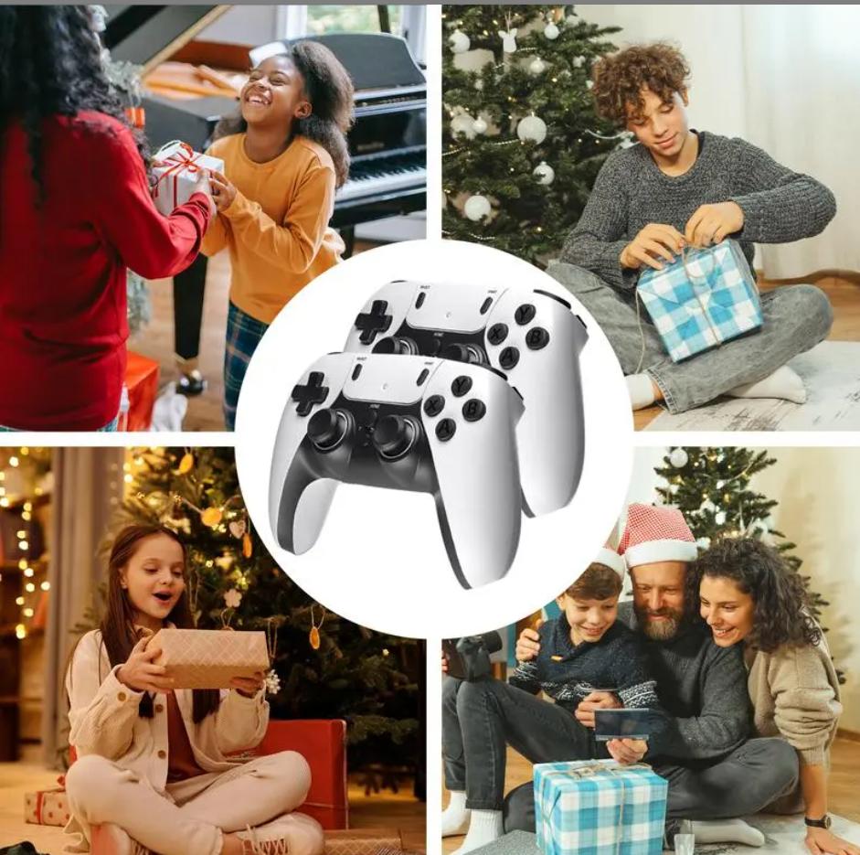 2026 Mass Games Retro Game Console with 40000+ Built-in Games 23 Emulators 2 Wireless Controllers & 128GB SD Card Perfect for Kids & Adults Portable Gaming System - Button, Hdmi