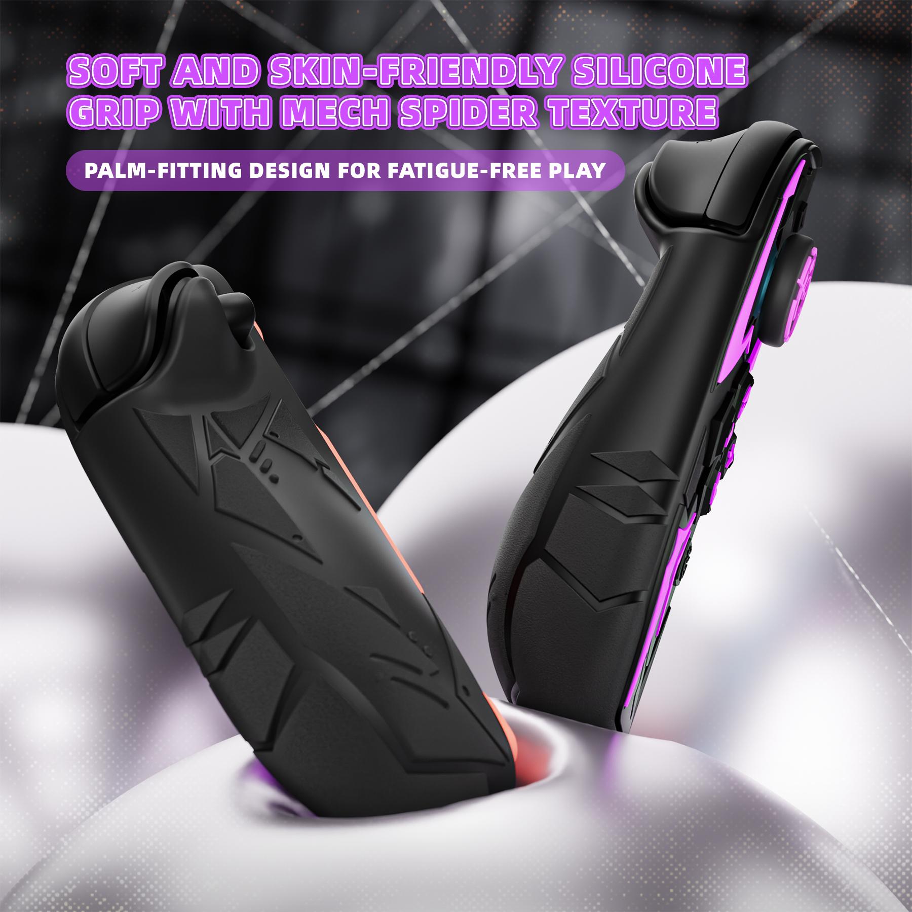 PlayVital [for Nintendo Switch 2(2025 version) ] Cyber Spider & Stellar Mecha Protective Case, Ergonomic Anti-slip Silicone Grip Covers, Dockable Hard Case Shell for Switch 2 with Joystick Cap - Black