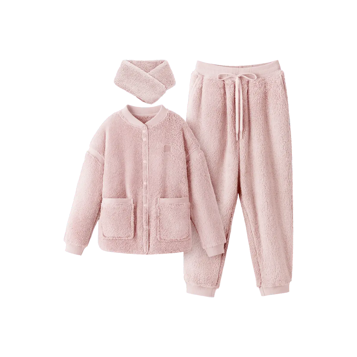 Bananain Women's Coral Fleece Pajamas Set Loungewear 501P Pink S