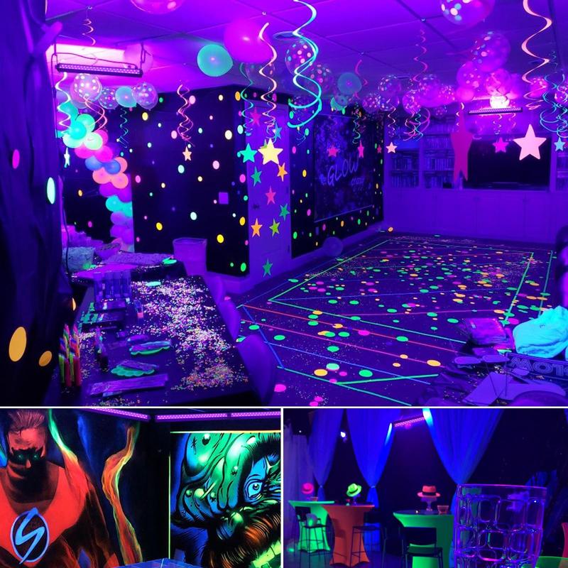 Barrina Black Light Bar, 10W 1FT Magnetic, for Glow Party, Fluorescent Poster Paint, Blacklight Halloween Decorations, Linkable, Plug with Built-in ON/Off Switch, 2 Packs