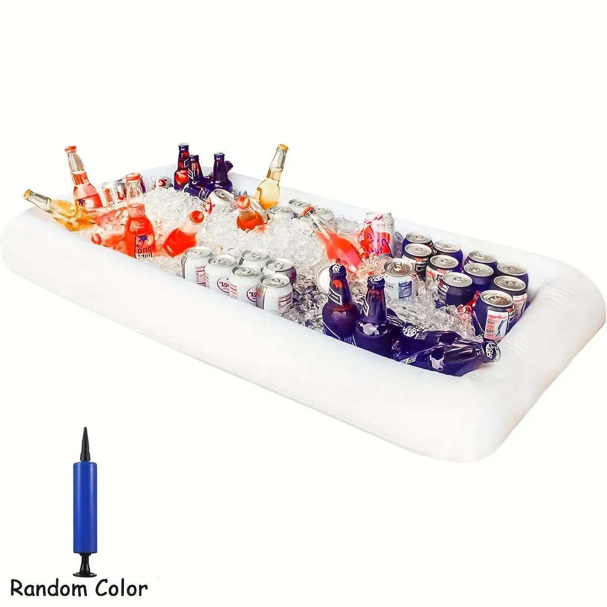 Inflatable Cool Tub Buffet Station - 46.5x22.5x15.35 In, Sealed Design Chilled Fruit Tray, Salad Storage Container, Over 10 Bottles Drink Chiller with Drain Valve, Manual Air Pump, 2/6 Count Outdoor Kitchenware for Backyard Gatherings, Birthday Parties