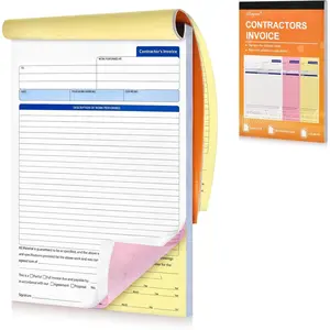 Large Contractor Invoice Book with Carbonless Copies Invoice Receipt Book 3 Part Work Order Forms 8 x 11 inch 50 Receipts with Page Divider for Small Business Easy to Use