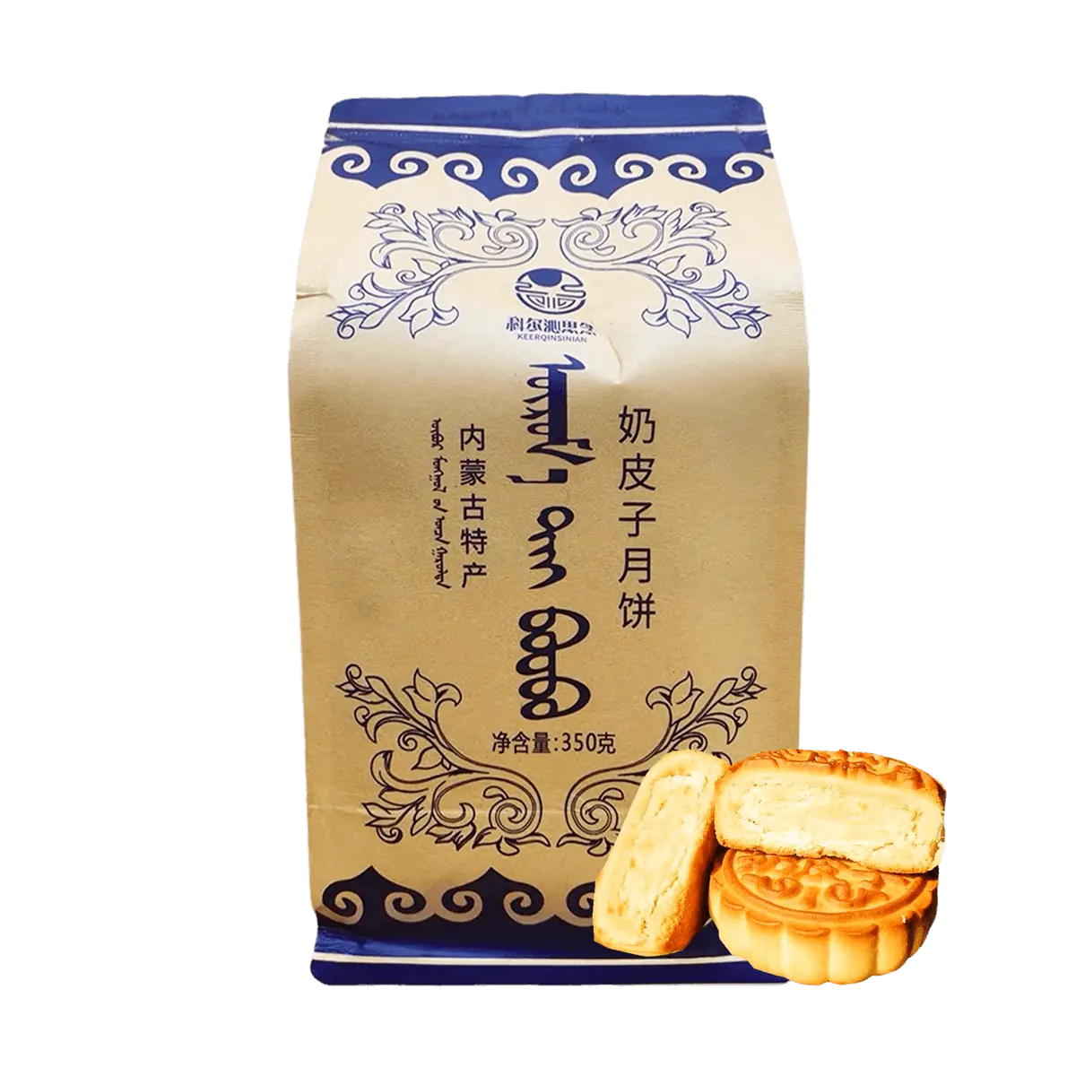Ke Er Qin Inner Mongolia Milk Skin Mooncakes - Creamy Cheese Pastry, 4 pcs (350g) - Authentic Chinese Dessert, Rich Milk Flavor