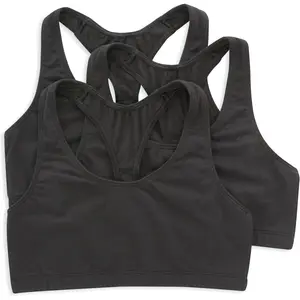 3-Pack Women’s Cotton Racerback Bralette – Soft T-Back Wireless Sports Bra