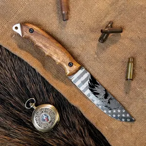 Patriot Engraved Kitchen Utility Knife - Stainless Steel Blade, Walnut Wooden Handle for Food Preparation, Ideal Gifting Option (Kitchen Knives Category)