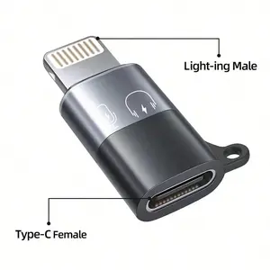 Lightning to Type-C Adapter, Fast Charging Support, Earphone Jack, Compatible with iOS Devices, iPhone, Wireless Microphone, Live Streaming, Cellphone