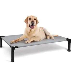 Elevated Dog Bed, Cooling Raised Pet Cot with Chew Proof Washable Breathable Mesh and Metal Frame, Portable Dog Cot Bed with No-Slip Feet for Outdoor or Indoor Use
