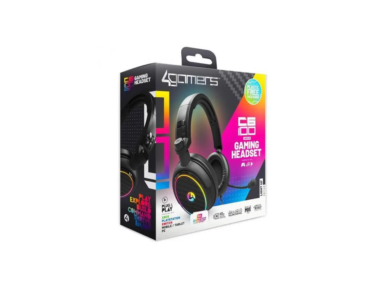 PC Accessory:  Wired Headset - 4Gamers C6-100 - LED Light Up:  Compatible?with PC, Switch, PS5, Xbox X|S