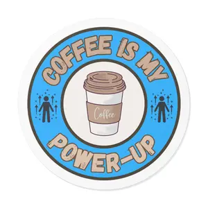 Coffee Power-Up Vinyl Stickers | Fun Coffee Lover Gifts, Planner Accessories, Decor, Unique Party Favors, Motivational Quotes