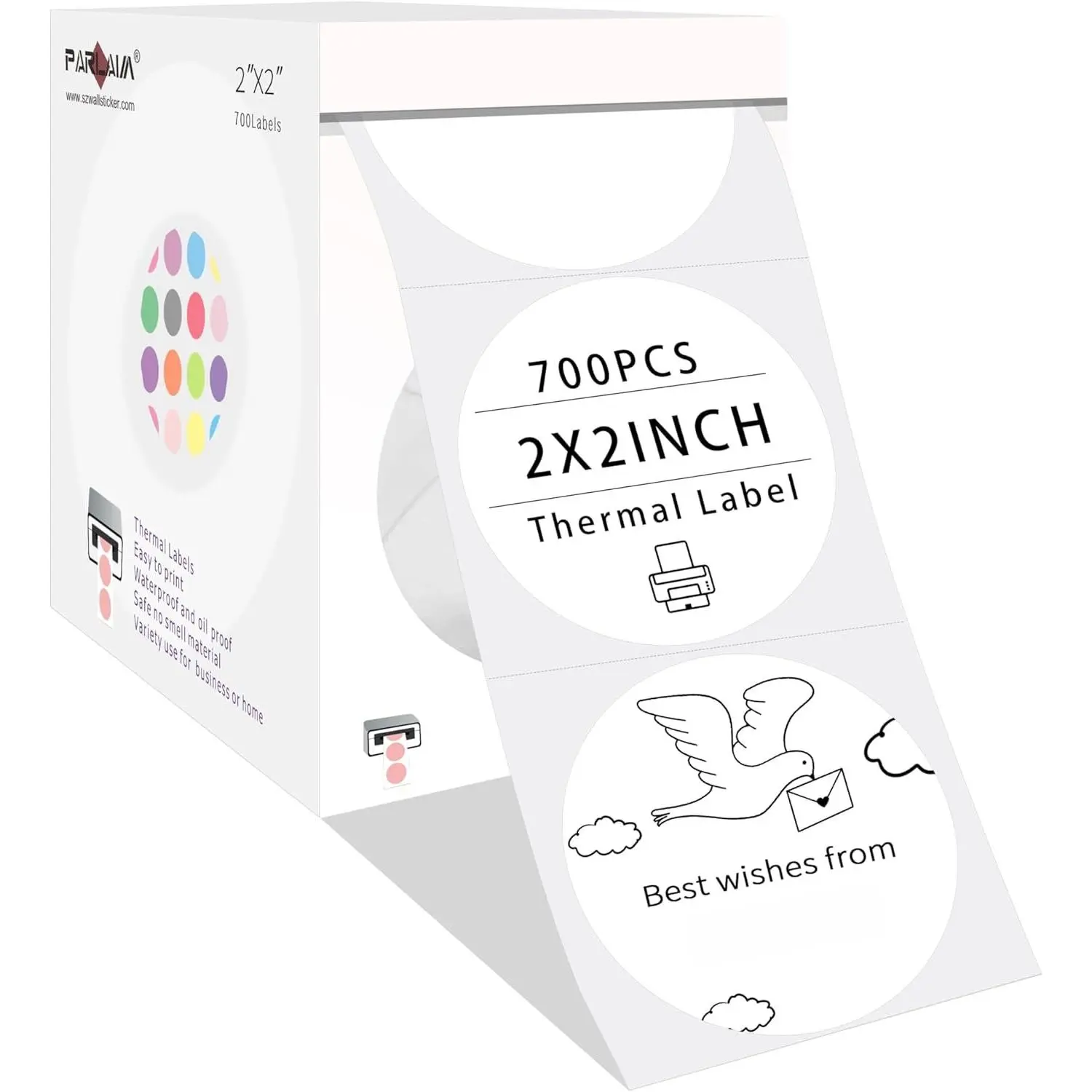 2 Inch Round Direct Thermal Labels,Self-Adhesive Circle Sticker Labels for Thermal Printer,700 per/Roll Color Code Stickers for Office Business((White)