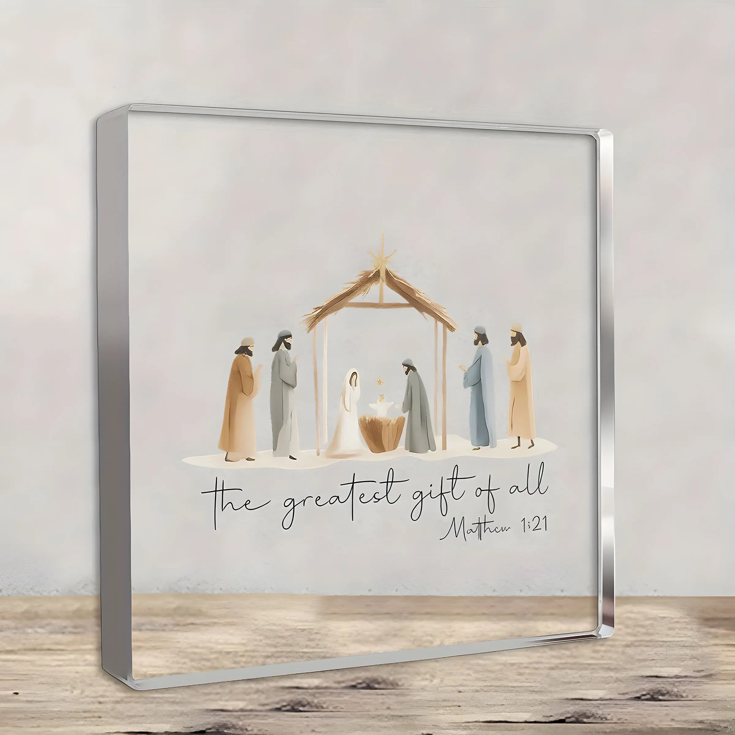 Acrylic Jesus Birth Scene Centerpiece, Angel & Shepherd Baby Ornament, Soft Christmas Table Decor, Handmade Holiday Gift