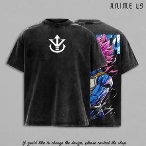 Elite Saiyan Warrior Vintage Washed T-Shirt, DBZ Inspired Power Graphic Tee, Oversized Streetwear Shirt
