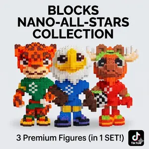 3-pack Animal Mascot Series Micro 3D Building Block Model- 3D Mini Bricks Puzzle, 7.5" Large Collectible Desk Decor, Stress Relief Craft Hobby Gift for Men Adults kid family