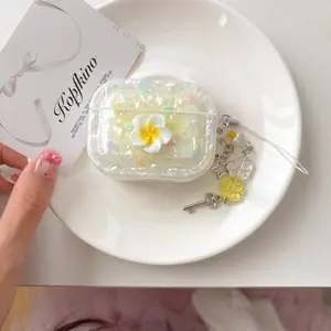 [Jj 5D91] Small fresh shell pattern three-dimensional flower suitable for airpods4 protective case Apple Bluetooth airpodspro2 earphone case 3rd generation Headphone Accessories