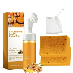 2-Piece Turmeric Facial Cleanser Set – Deep Cleansing Mousse & Nourishing Soap for Clear, Smooth, and Glowing Skin
