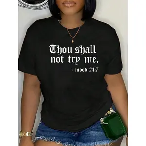 100% Cotton THOU SHALL NOT TRY ME Mood 24 7 T-Shirt Pure Cotton T-Shirts, Breathable And Comfortable, Short-Sleeved Round Neck Tops For All Seasons