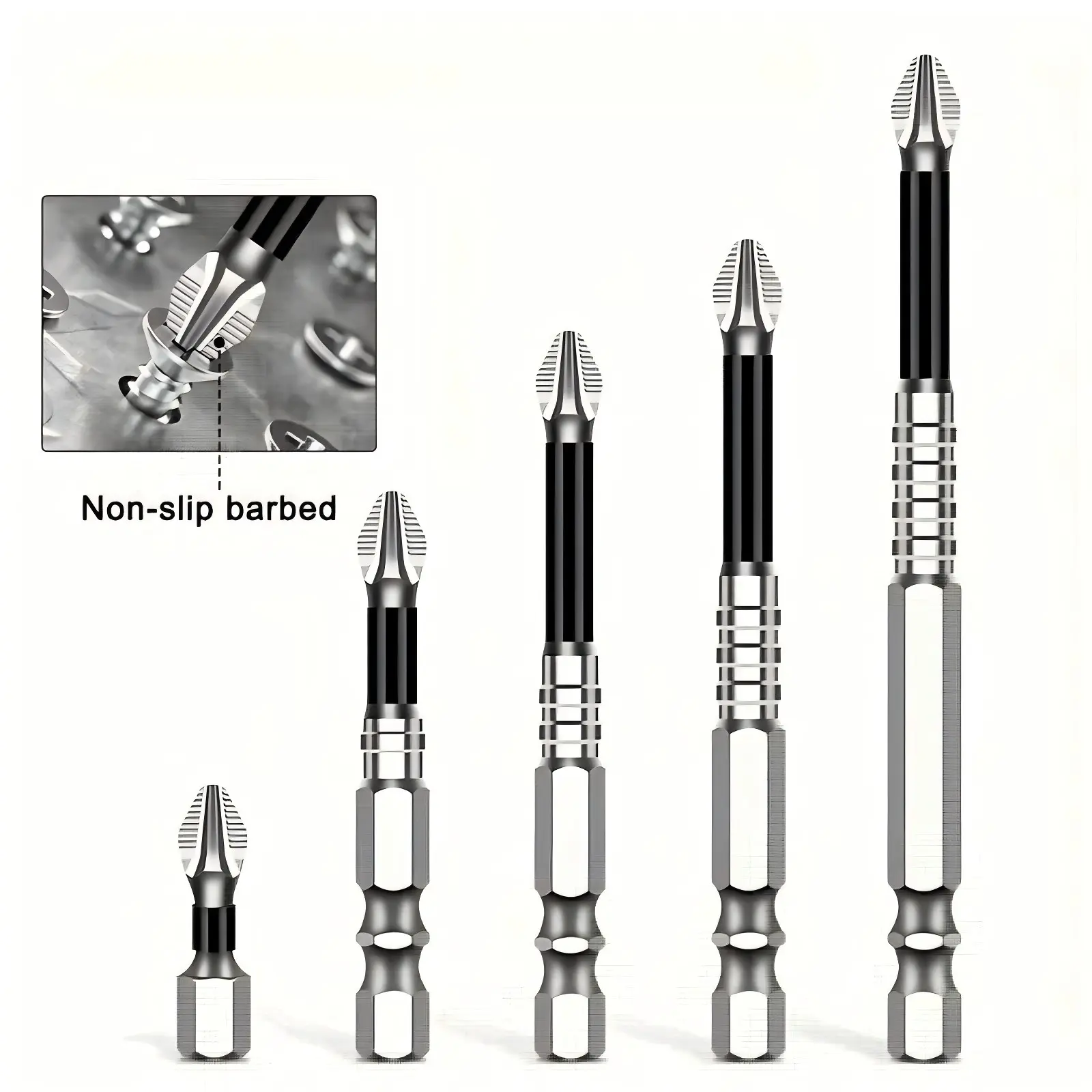 6PCS Magnetic Screwdriver Bits Set – S2 Steel Cross Head Anti-Slip Electric Drill Bits High Hardness