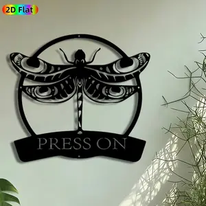 1pc Tribal Dragonfly Metal Wall Art, "Press On" Inspirational Statue Mural, Intricate Craftsmanship, Perfect for Housewarming, Graduation Decor, Perfect for Living Room Office Studio Decor, Ideal Gift for Nature & Motivation Enthusiasts.
