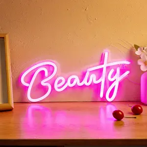 USB Powered Neon Sign, Beauty Letter Design Neon Light, Wall Mounted Neon Sign, LED Neon Lights, Led Signs for Home, Bedroom, Wedding Decoration, Party Supplies