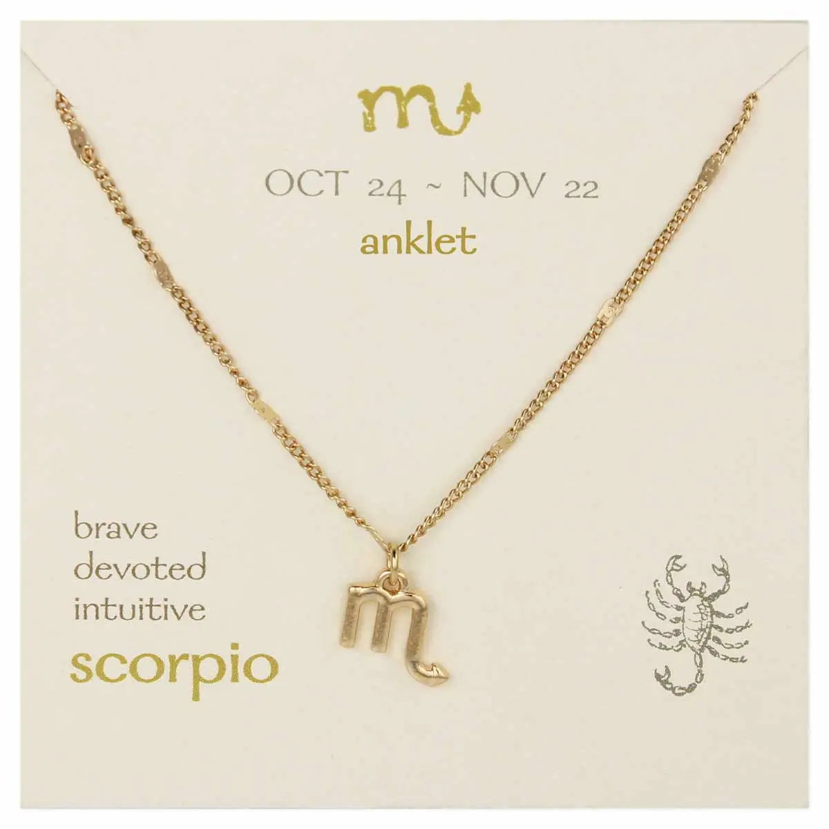 Gold Chain Scorpio Charm Anklet