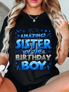 100% Cotton Sister of the Birthday Boy Matching Family Sister Party T-Shirt