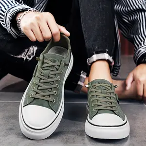 Men's Classic Canvas Sneakers - Casual Low-Top Skate Shoes with Durable Rubber Sole, Lace-Up for All Seasons