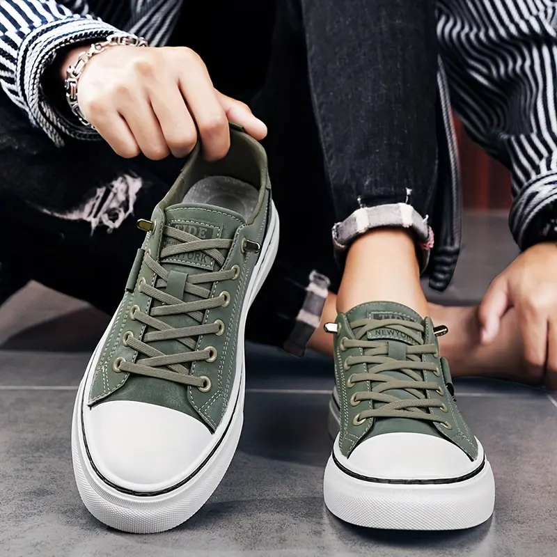Men's Classic Canvas Footwear - Low-Top Trainer, Low-Profile Travel Sports Shoes with Durable Rubber Sole, Lace-Up for All Seasons