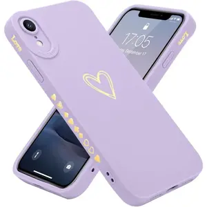 Compatible with iPhone Xr Case 6.1 inch for Women Girls, Cute Luxury Love Heart [Soft Anti-Scratch Full Camera Lens Protective Cover] Silicone Girly Shockproof Phone Case for iPhone Xr-Purple