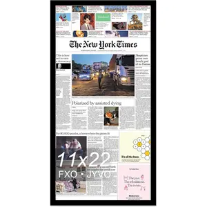 11x22 Newspaper Frame, Display 11 x 22 Inch Newspaper Front Page for Wall, Light Weight and High Transparent Picture Frame - 1 Pack/Black/11by22
