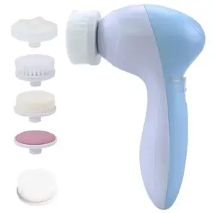 Facial Cleansing Brush, 5-in-1 Electric Silicone Face Scrubber, Rotating Exfoliating Massage Device, Gentle Deep Pore Cleansing, IPX7 Waterproof Spa Machine, 3 Adjustable Speeds, USB Rechargeable & Travel-Friendly, Soft Silicone Bristles