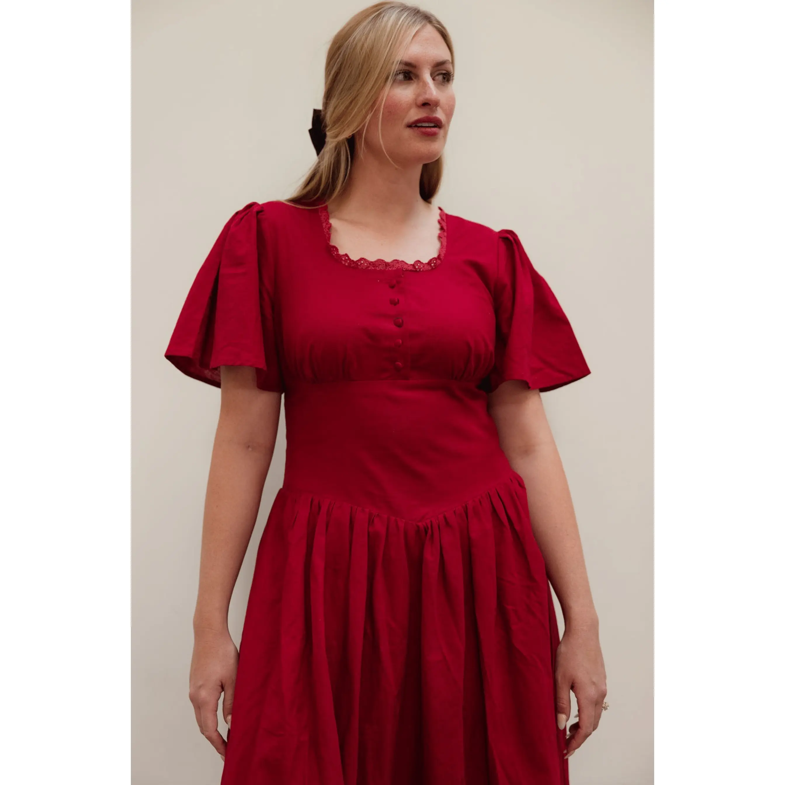 Hymn Dress in Cherry | Red Cotton Dress