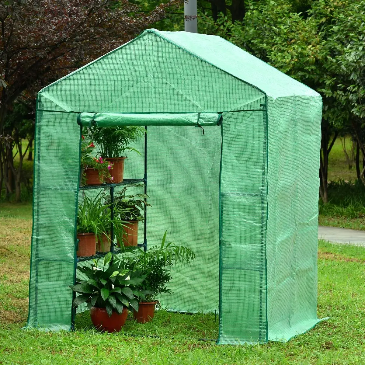 Genesis GEN-574-PE 61x56x79 in. Lightweight Outdoor Gardening Portable Walk-In Greenhouse with Heavy-Duty Opaque Plastic Cover