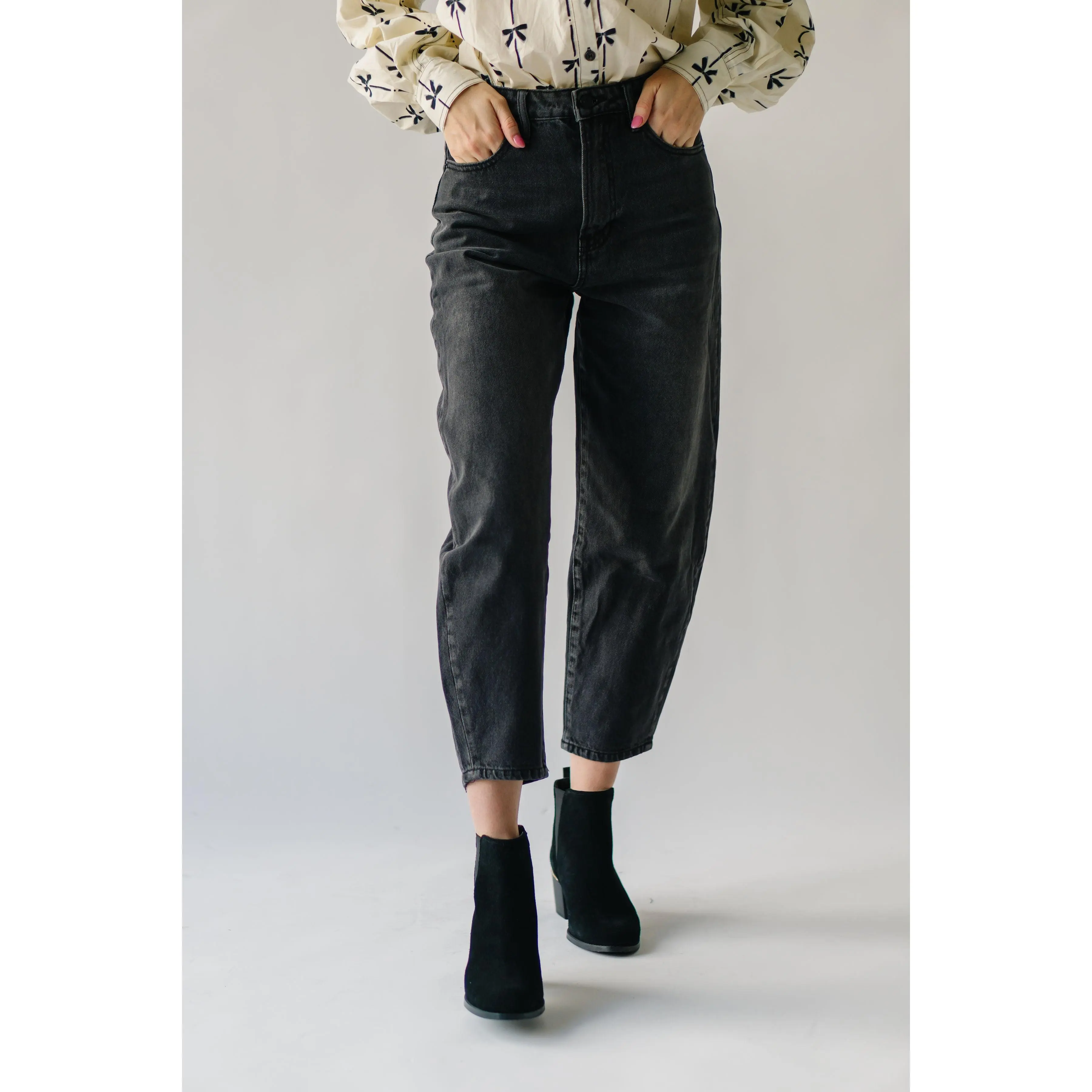 The Breland Ultra High Rise Balloon Jean in Dark Grey