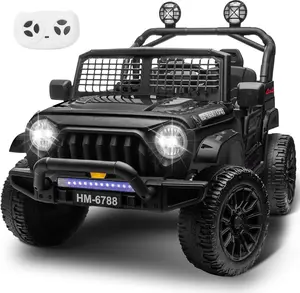 24V 2-Seater Kids Electric Ride-On Truck Toy, 400W Motor, Remote Control, 3 Speeds,  adjustable    4-Wheel Suspension Springs, LED Lights, Music, Soft Start, Safety Belt Ride Car Bluetooth Remote Controlled Car early education function