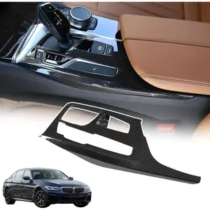 Sekhyna Car Control Shift Knob Panel Gear Button Trim Frame Compatible with BMW 5 Series G30 G38 2018-2022 Center Console Gear Shift Panel Decor Cover Interior Accessories 1PCS (ABS Carbon)