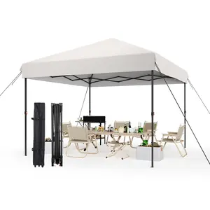 10x10 Pop Up Canopy Tent, Heavy Duty Commercial Instant Shelter with One-Person Setup, UPF 50+ Waterproof, 100 Sq Ft Shade for Outdoor Events, Camping, Farmers Market