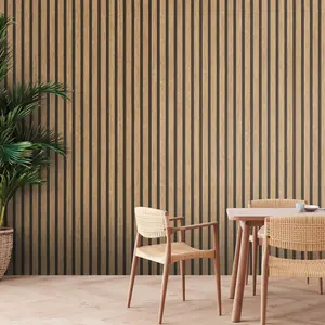 NINETAI 2 Rolls 17in*787in/193Sqft Wood Slat Wallpaper Peel and Stick Self Adhesive PVC Vinyl Decorative Removable Waterproof Faux Wood Grating Stripe Contact Paper for Living Room Bedroom