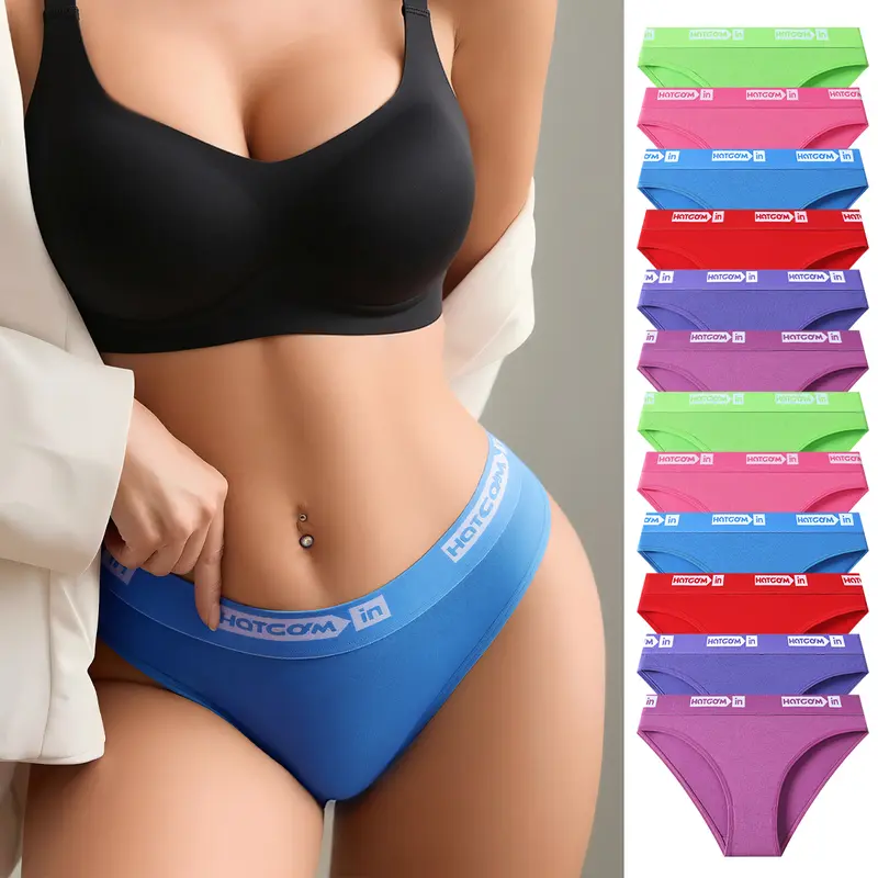 Hotcom Women's Solid Cotton Hipster Briefs 5/10-Pack - Low Waist, High Elasticity, Full Coverage, Breathable, Chic, Fit, Elegant Preppy Basics for Everyday, Athletic Activewear
