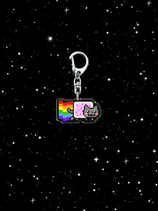 Acrylic Rainbow Cat Keychain, Cute Cartoon Bag Charm, Doge Coin, Zombie, Pony, American Flag, Elegant Gift, Christmas Present