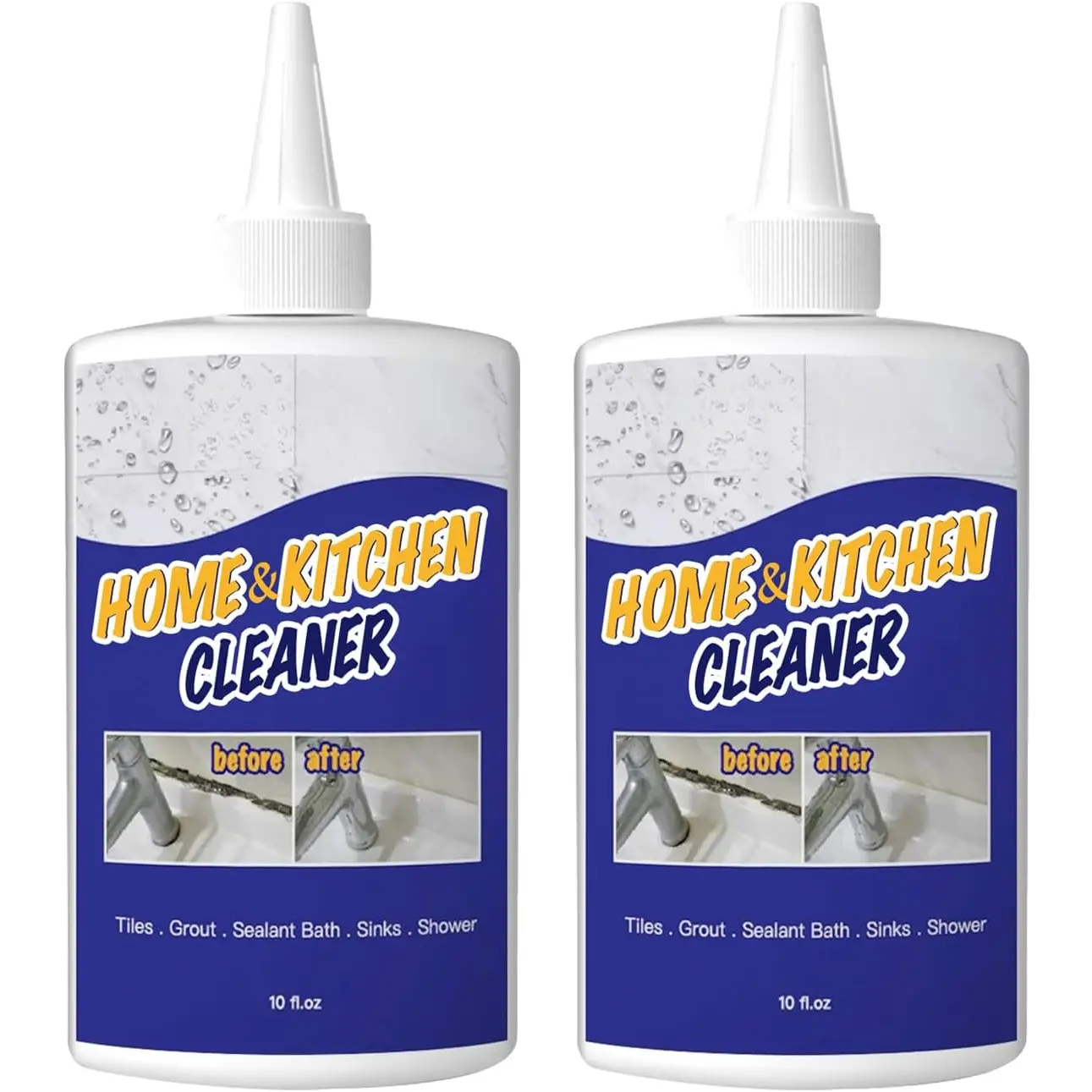 Household Black Stain Problem Solver Gel Tile Grout Caulk Whitener 10 Fl Oz (Pack of 2) - for Home Bathroom Shower Kitchen Sink Countertop