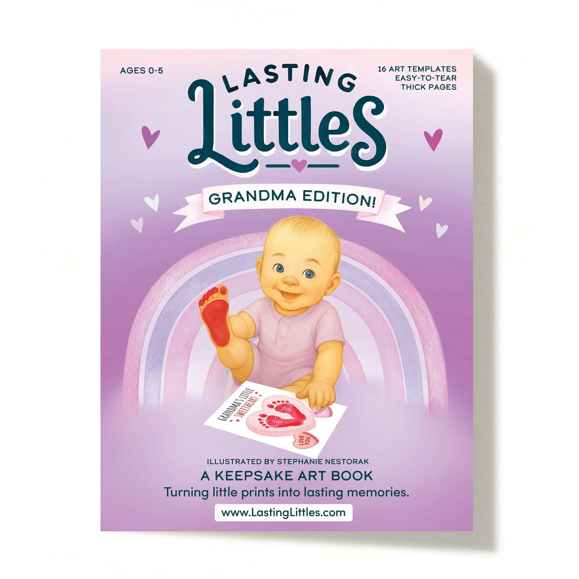 Lasting Littles Grandma Edition - A Keepsake Art Book for Baby and Toddler Handprints and Footprints - Turning Little Prints into Lasting Memories