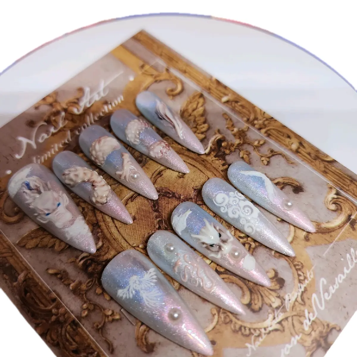Dragon press on nails pink blue Nail Art Nail Care