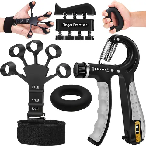Unisex Ergonomic Wave Shape Rubber Pro Grip Trainer 4-Pack - Adjustable 10-130 lbs Resistance, Strength Training Exercise Equipment for Desk Warriors, Forearm Building, Carpal Tunnel Relief,outdoorfun