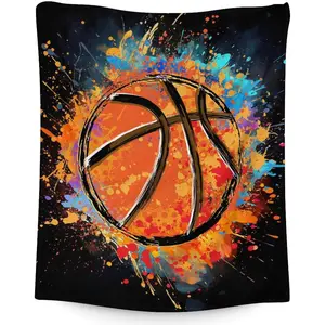 Blanket for Boys - Basketball Throw Blanket Gift for Basketball Lover - 50x40 Inches Sports Blankets for Kids Teens - Black Soft Fuzzy Basketball Stuff for Couch Sofa Bed