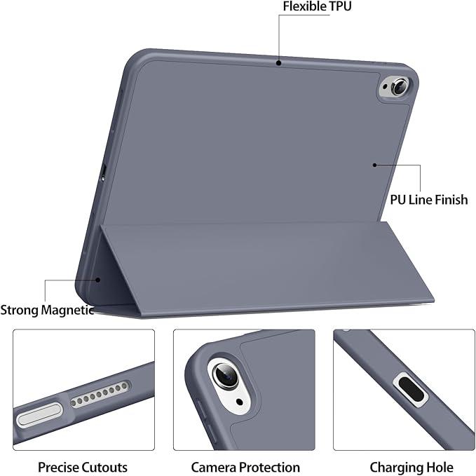 TechGuard iPad Air 11 Inch Case(Not iPad 10 and 11) for 7th/6th/5th/4th Gen, Auto Sleep/Wake Tri-Fold Stand, Soft TPU Protection, Magnetic Closure, Shockproof Tablet Casing with Pen Holder