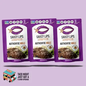 Saucy Lips Mole Seasoning Sauce - Tangy, Sweet, and Spicy, Crafted by a Mexican Family, Allergen-Free, Perfect for Dipping or Marinating Meat - 8oz, 3 Pack Flavor Traditional