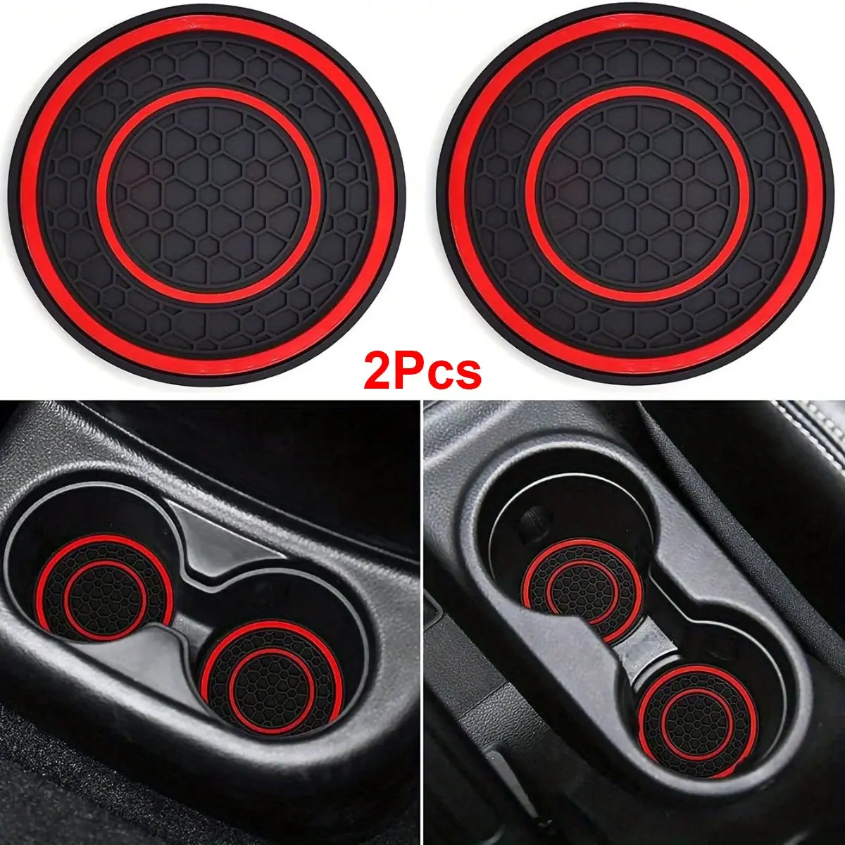 2pcs Silicone Central Control Pads, Anti-Slip Dustproof Design, Easy to Clean-Premium Rubber, Suitable for Most Vehicles, Car Interior Protection, Black/Red Automotive Accessories, Car Accessory, Center Console Protector, Universal Car Interior