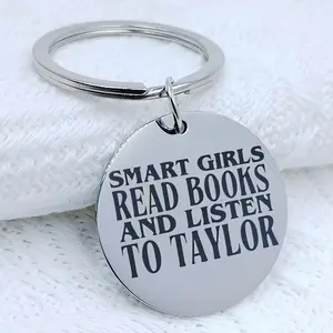 [Stainless Steel Keychain] 1/20pcs Round "Smart Read Books and Listen to Taylor" Engraved Quote | Ideal Gift for TS-Loving, Book-Reading Fans - Perfect for Birthdays & New Year Suitable for men and women