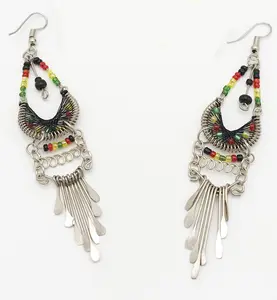 Miles B. High 420 Gear Rasta-Inspired  Miles B. High 420 Gear Rasta-Inspired Rasta Beaded Fringe Dangle Earrings